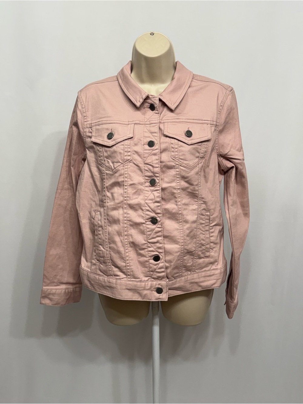 Market & Spruce Women’s Blush Long Sleeve Collared Button Up Denim Jacket L
